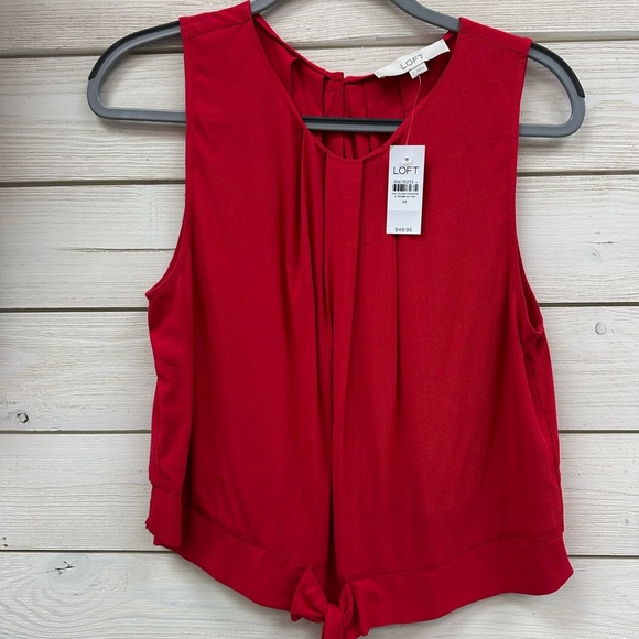 LOFT Sleeveless Tie-Front Blouse – Red – Size M – NWT - Picture 3 of 8